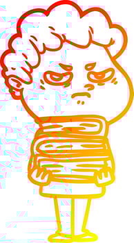 warm gradient line drawing cartoon angry man vector