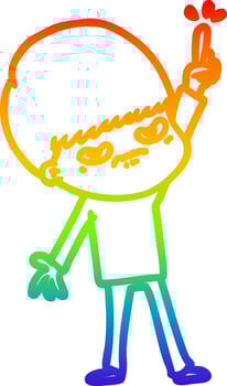 rainbow gradient line drawing angry cartoon boy vector