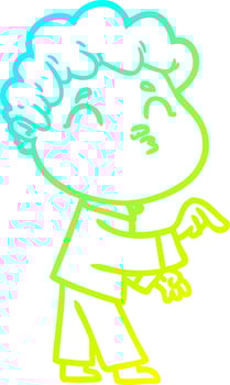 cold gradient line drawing cartoon man pouting vector