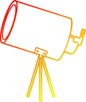warm gradient line drawing cartoon big telescope vector