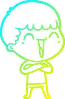 cold gradient line drawing cartoon happy man vector