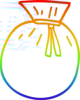 rainbow gradient line drawing cartoon tied sack vector