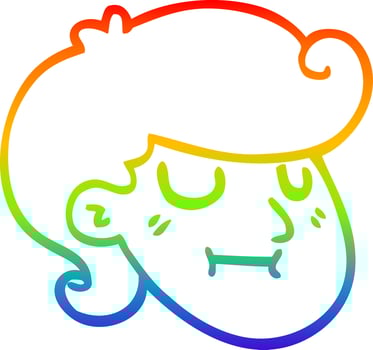 rainbow gradient line drawing cartoon happy blond boy vector