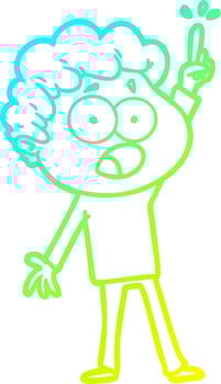 cold gradient line drawing cartoon man gasping in surprise vector
