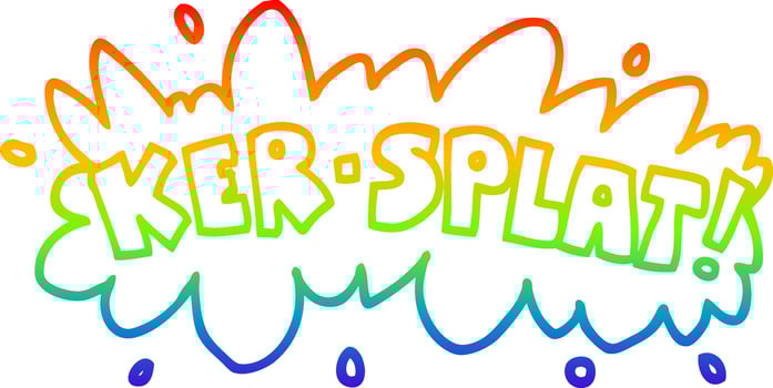 rainbow gradient line drawing cartoon wording ker-splat vector