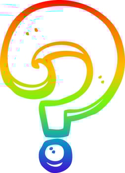 rainbow gradient line drawing cartoon question mark vector