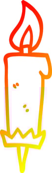warm gradient line drawing cartoon birthday candle vector
