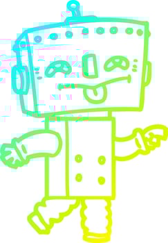 cold gradient line drawing cartoon robot vector