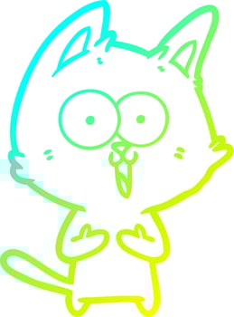 cold gradient line drawing funny cartoon cat vector