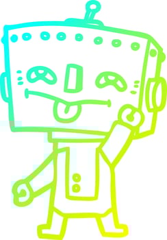 cold gradient line drawing cartoon robot vector