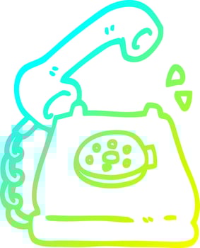 cold gradient line drawing cartoon telephone ringing vector