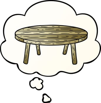 cartoon table and thought bubble in smooth gradient style vector