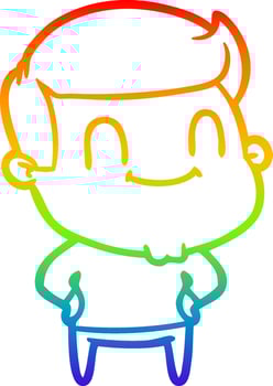 rainbow gradient line drawing cartoon happy man vector