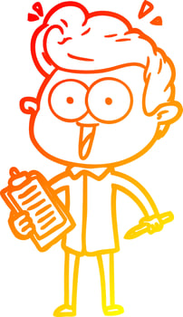 warm gradient line drawing cartoon staring man vector