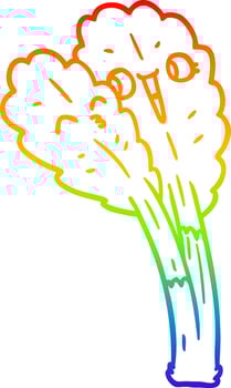 rainbow gradient line drawing cartoon salad leaves vector