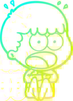 cold gradient line drawing cartoon shocked man vector