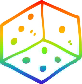 rainbow gradient line drawing cartoon tattoo dice symbol vector