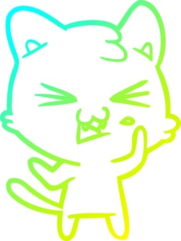 cold gradient line drawing cartoon cat vector
