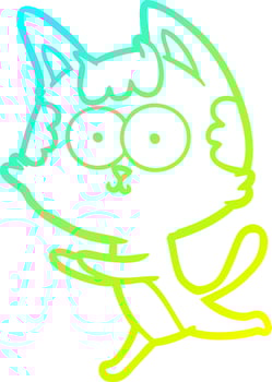 cold gradient line drawing happy cartoon cat vector