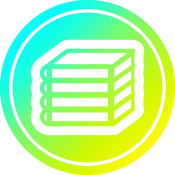 stack of books circular in cold gradient spectrum vector
