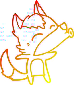 warm gradient line drawing cartoon howling wolf vector