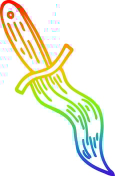 rainbow gradient line drawing cartoon tattoo dagger symbol vector