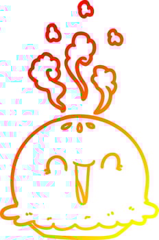 warm gradient line drawing cartoon happy pie vector