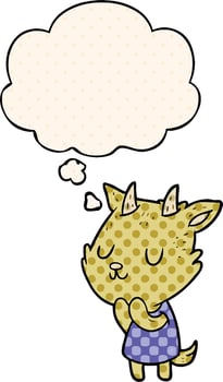 cartoon goat and thought bubble in comic book style vector