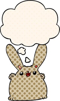 cartoon rabbit and thought bubble in comic book style vector