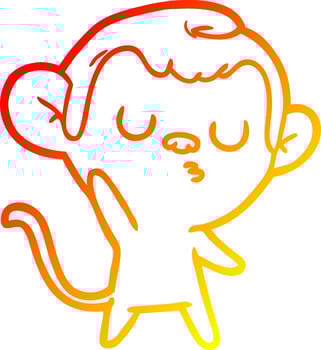 warm gradient line drawing cartoon monkey vector