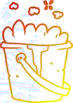 warm gradient line drawing cartoon bucket of soapy water vector