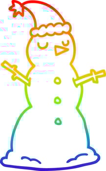 rainbow gradient line drawing cartoon snowman vector