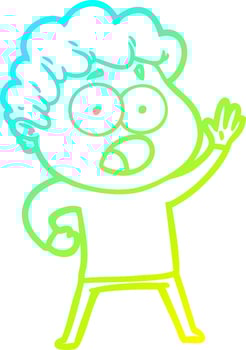 cold gradient line drawing cartoon man gasping in surprise vector