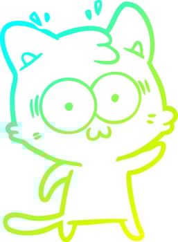 cold gradient line drawing cartoon surprised cat vector