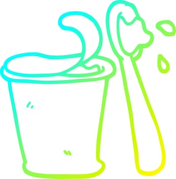 cold gradient line drawing cartoon yogurt vector