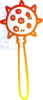 warm gradient line drawing cartoon medieval mace vector