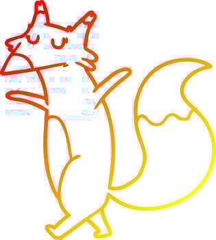 warm gradient line drawing cartoon fox vector