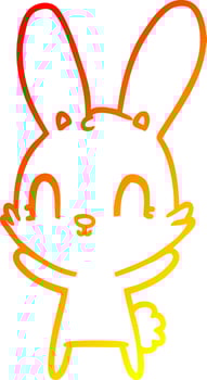 warm gradient line drawing cute cartoon rabbit vector