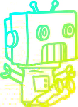 cold gradient line drawing cartoon robot vector