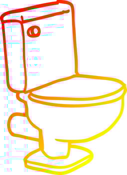 warm gradient line drawing cartoon closed toilet vector