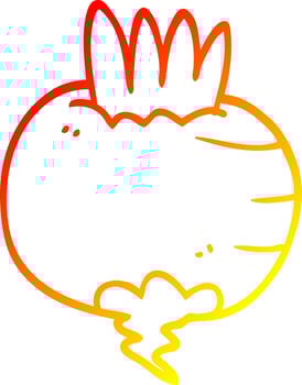 warm gradient line drawing cartoon turnip vector
