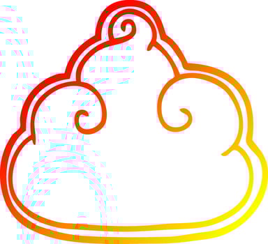 warm gradient line drawing cartoon cloud symbol vector