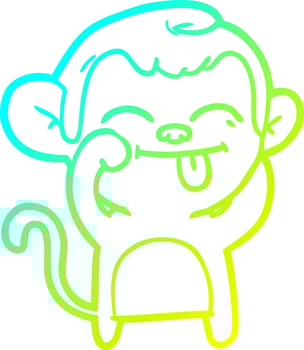 cold gradient line drawing funny cartoon monkey vector