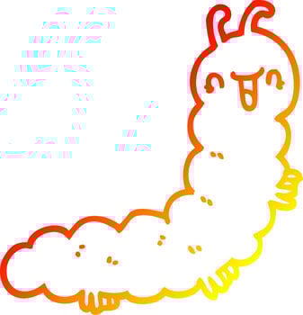 warm gradient line drawing cartoon caterpillar vector