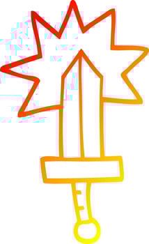 warm gradient line drawing cartoon sword vector