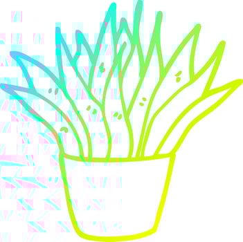 cold gradient line drawing cartoon house plant vector