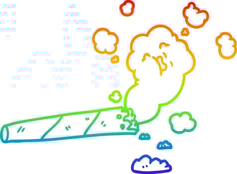 rainbow gradient line drawing cartoon smoking cigarette vector