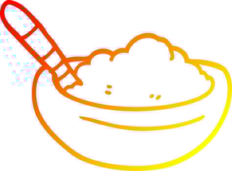 warm gradient line drawing cartoon bowl of polenta vector