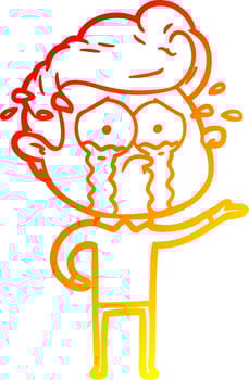warm gradient line drawing cartoon crying man vector