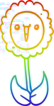 rainbow gradient line drawing cartoon flower vector